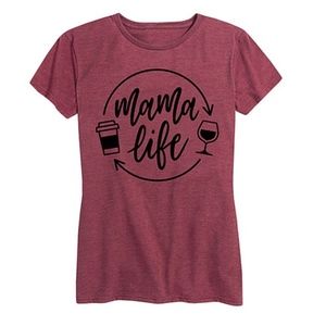 Funny Mama Life Graphic Tee Coffee Wine Repeat